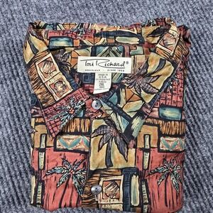 Tori Richard Shirt Mens 2XL Hawaiian Aloha Palm Tree Print Cotton USA Camp Beach